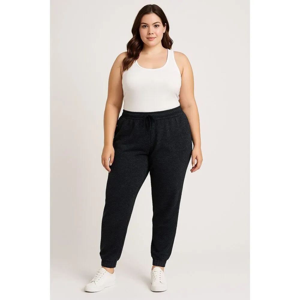 PINK Victoria's Secret Black and Blue Sweat Pants Joggers Elastic Waist size XL
